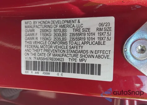2024 Honda Cr-V Hybrid Sport Touring from USA, damaged, VIN 7FARS6H97RE004623